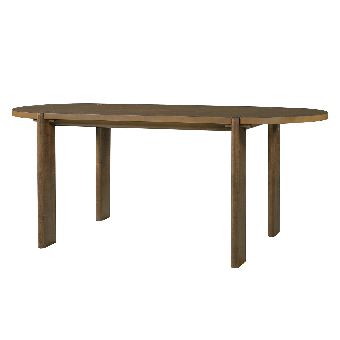 7 Pieces Modern Oval Dining Set, Rustic Farmhouse Solid Wood  Kitchen Table Set For 6, 71'' Large Luxury Retro Country Dinner Set With Espresso Chairs, For Dining Room,Kitchen, Walnut