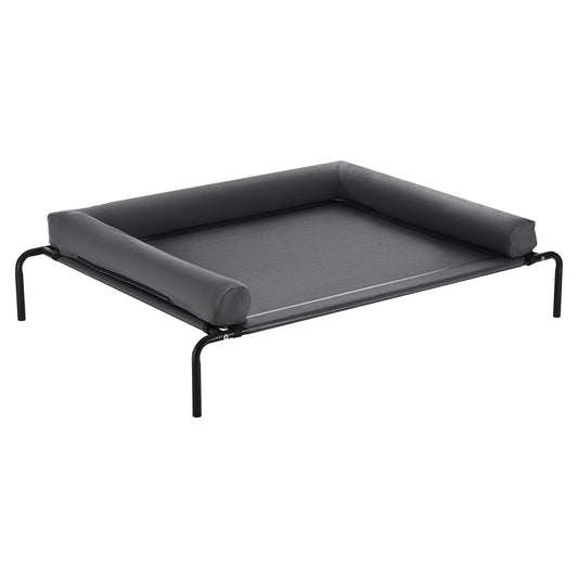 Elevated Dog Bed For Large Dogs XL, Raised Dog Bed Cot With Washable Pillow, Indoor & Outdoor Cooling Dog Bed Hammock, Heavy Duty Steel Frame Dog Bed With Breathable Teslin Mesh, Grey