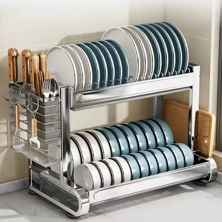 Multi-Tiered Multi-Functional Kitchen Countertop Dish-Drying And Storage Rack