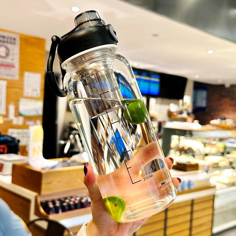 Extra-large Glass Cup With A Tea-water Separation Compartment