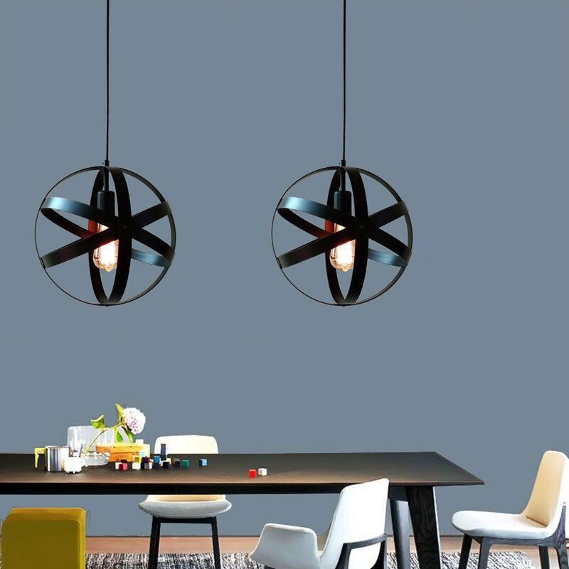 Industrial Spherical Ceiling Light Fitting Pendant Lighting Adjustable Cord UK