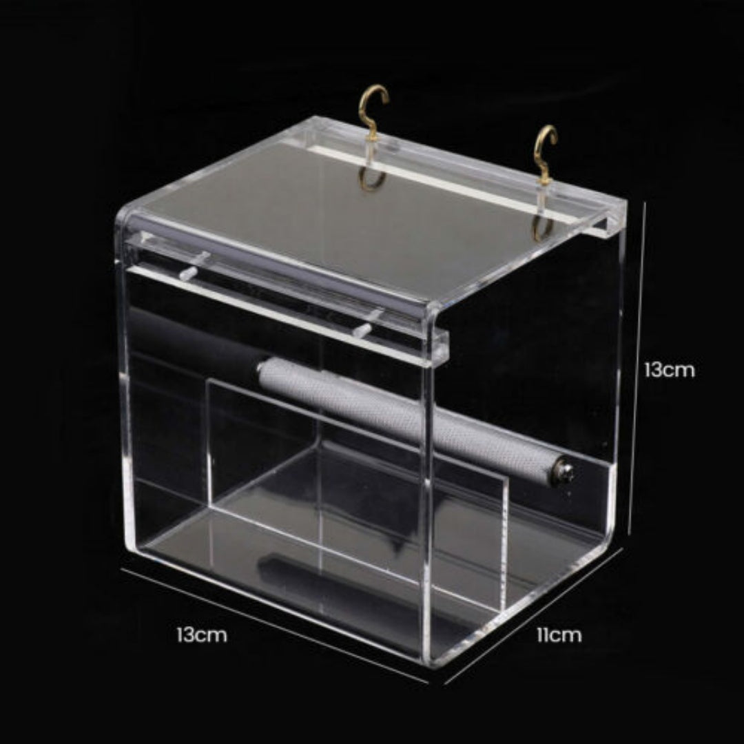 AU Acrylic Automatic Parrot Feeder No Mess Bird Cage Seed Feeding Container Box