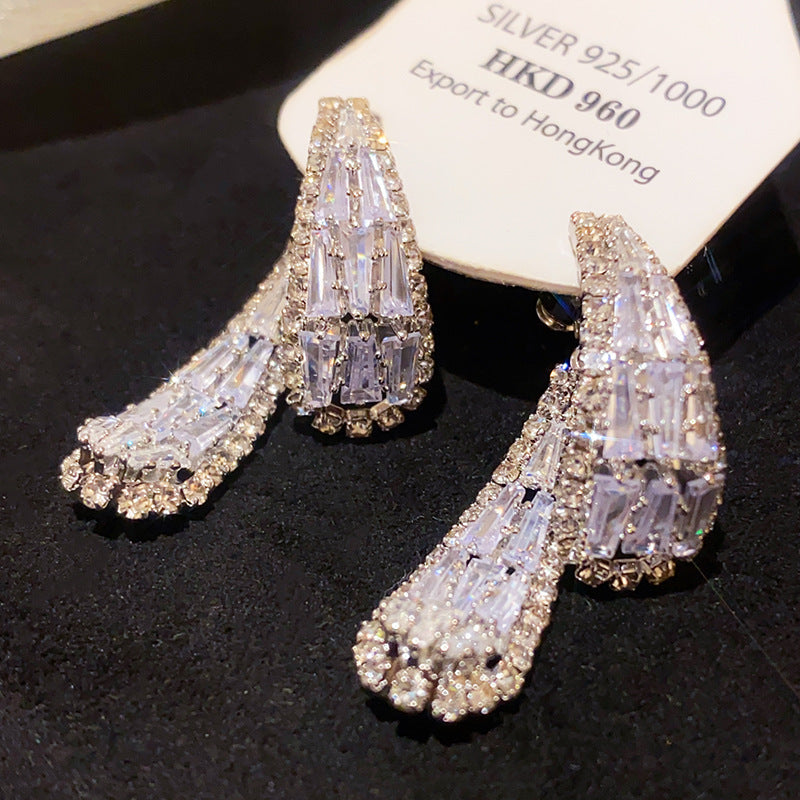 Premium European American Earrings For Women Zircon Flower Elegant Exquisite Niche