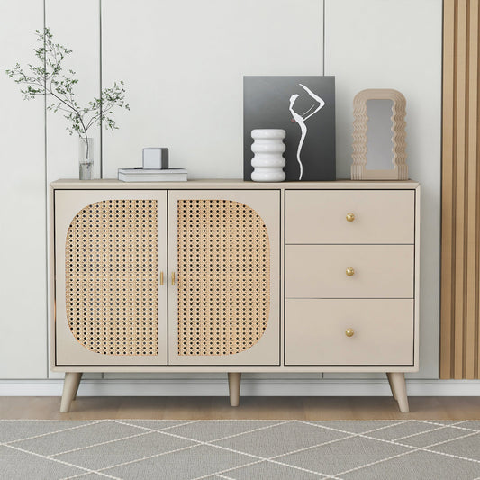 CHANGE IMAGE Dining Room Living Room Sideboard Chest Of Drawers Standing Cabinet Storage Sideboard TV Table With Doors And Drawers Sideboard With Large Storage Offwhite Cream Width 120 Cm