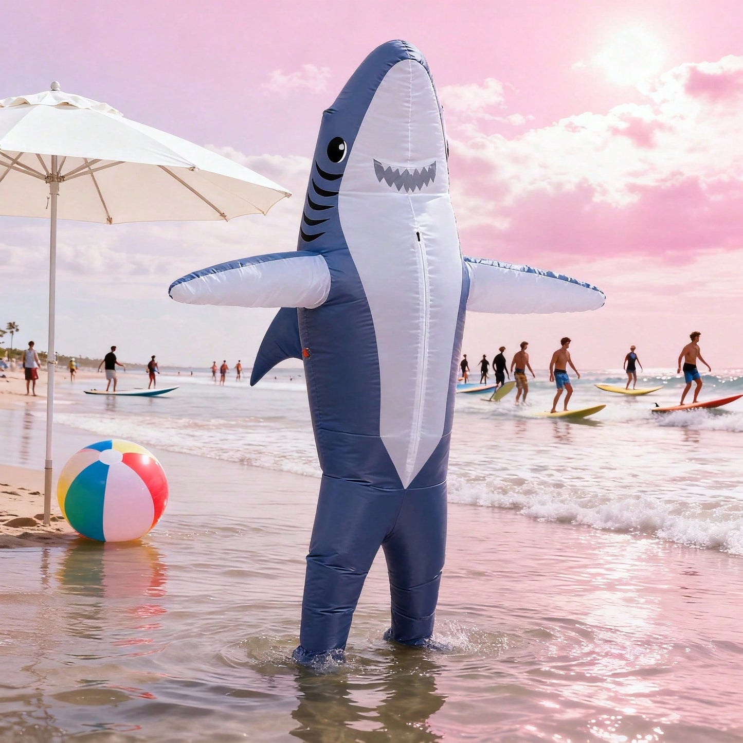 Perfect Valentine Gift, Shark Inflatable Costume, Adult Blow Up Halloween Party Outfit, Funny Group Cosplay For Birthday And Sporting Events
