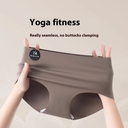 Yoga Fitness Seamless Underwear Ladies Mid Waist Sports Triangle Shorts