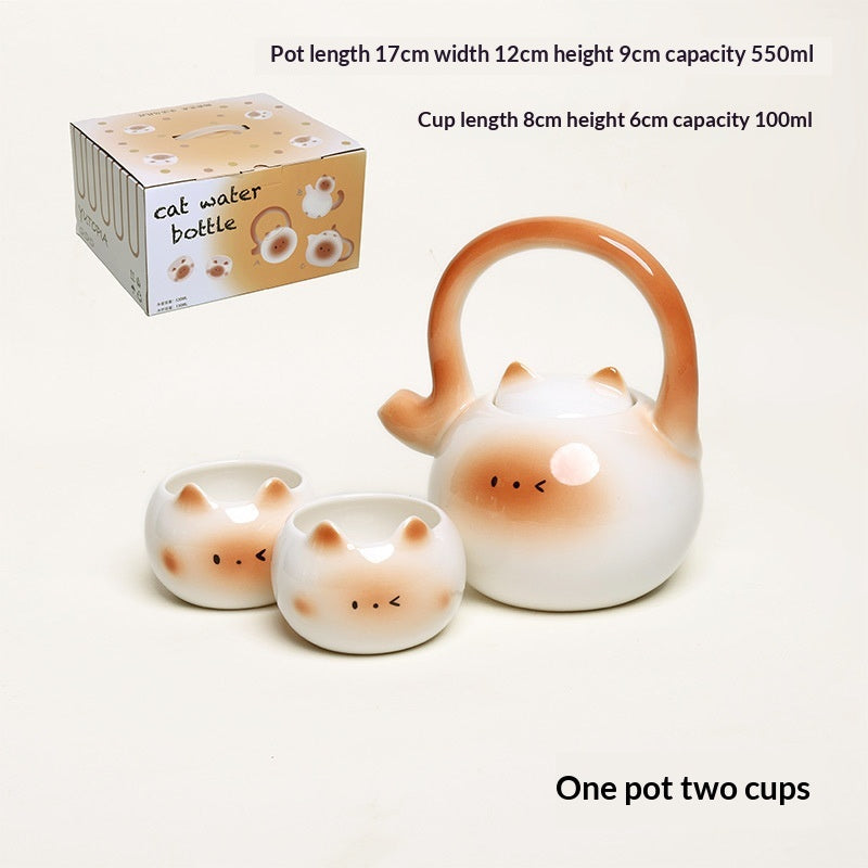 Creative Handle Teapot Siamese Cat Tea Cup And Teapot Set