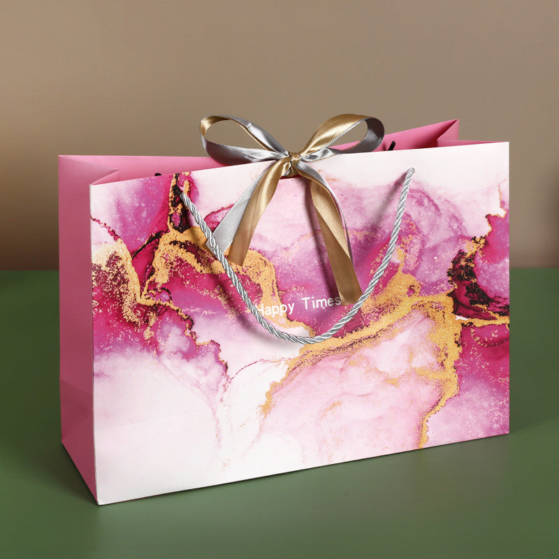 Marble texture gift bag-pink gilt background-medium-1 *[Works]-Nude-SHEIN Cross-border