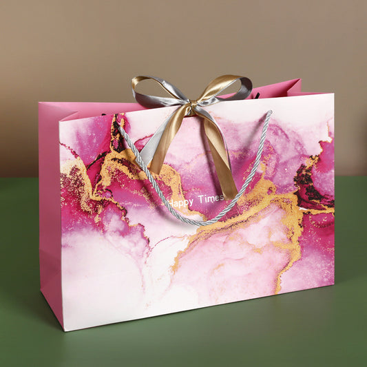 Marble texture gift bag-pink gilt background-medium-1 *[Works]-Nude-SHEIN Cross-border