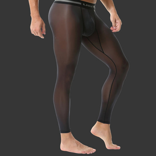 Men's Base Layer Pants Ultra-thin Smooth Transparent Fitness Leggings