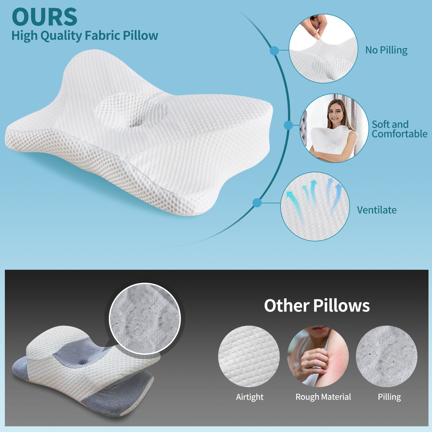 2 Pack Memory Foam Pillow, A Cooling Type Sleep Pillow Designed To Provide Neck Support When Lying On One's Side