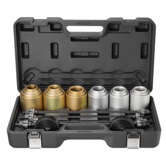 Pull And Press Sleeve Kit, 26 PCS, Steel Bush Removal Insertion Sleeve Tools With Carrying Case, Compatible With LCV And HGV Engines, For Removing And Installing Bushings, Bearings, And Seals