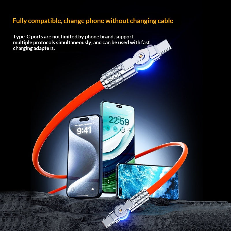 Gaming Dual-bend Rotating PD Fast-charging Data Cable