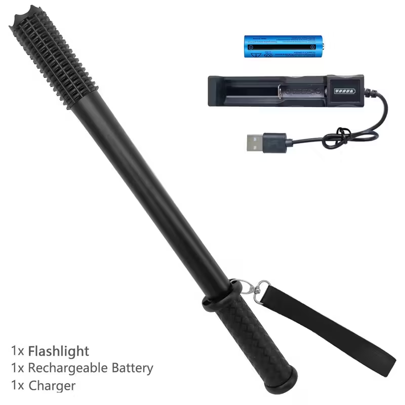 Rechargeable LED Flashlight With Emergency Life-Saving Hammer - Bright Police Security Lamp Light Office & School Supplies Office & School Supplies