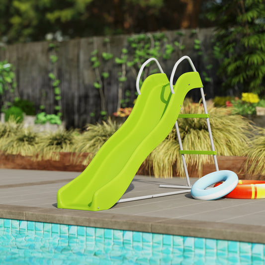 5.7FT Outdoor Slide for Kids Ages 3-8, Climbing Step Ladder, Playground Equipment for Backyard, Garden, Green