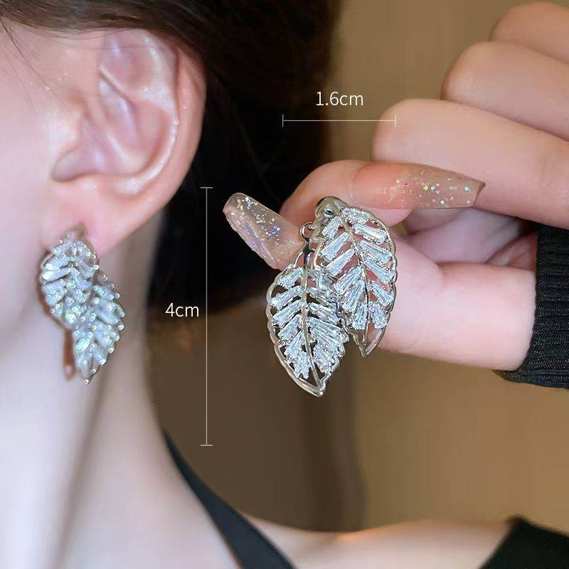 S925 Sterling Silver Hollow Leaf Earrings Light Luxury Delicate Korean Style Dainty Drops Daily Wear Ear Jewelry For Women