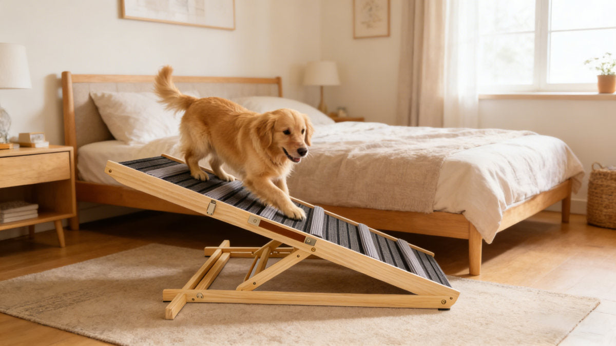 2026 Upgraded Dog Ramp for Couch, Small Dog Ramp for Sofa, 6 Adjustable Height from 14'' to 25", Portable Stable Pet Steps with Non-Slip Pad, Pet Ramps Use for Sofa Couch Stairs