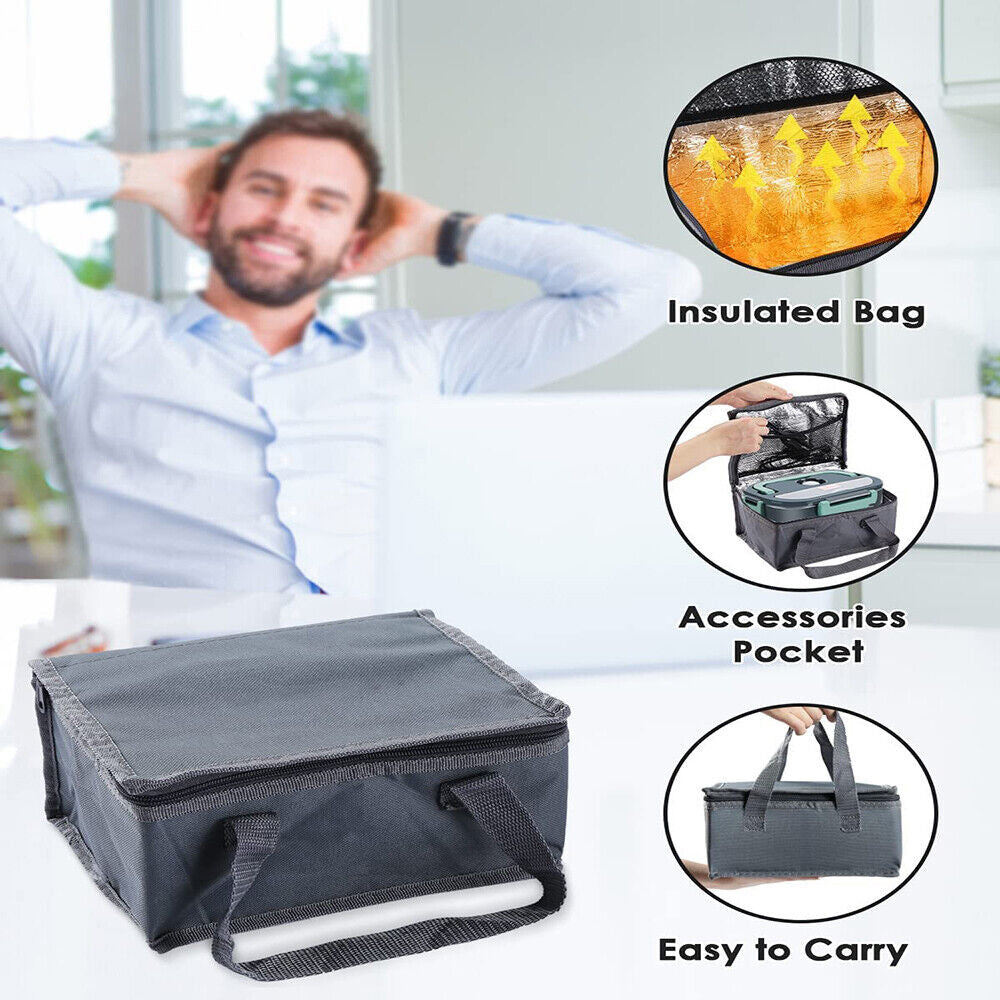 Electric Lunch Box Food Warmer Portable Food Heater Leak Proof For Car & Home 1.5L40W
