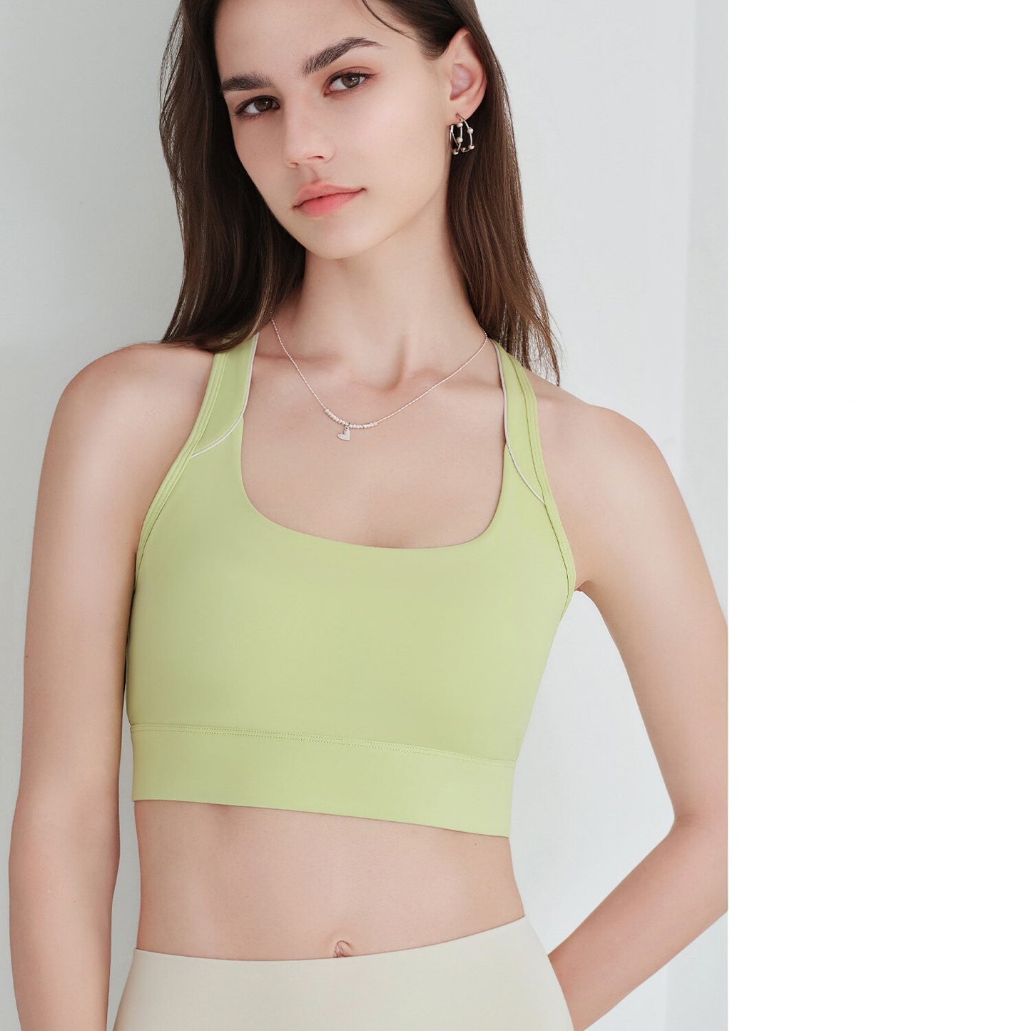 New Women's Sports Bra, Shockproof Fixed Cups, Thin Style For Running & Yoga, Supportive Gathered Design With Hollow-out Details, Three Rows & Three Hooks Yoga Bra