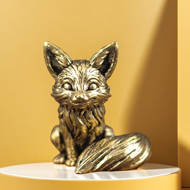 Fox Ornament For Study Or Office Desk Solid Forged Copper Tea Pet