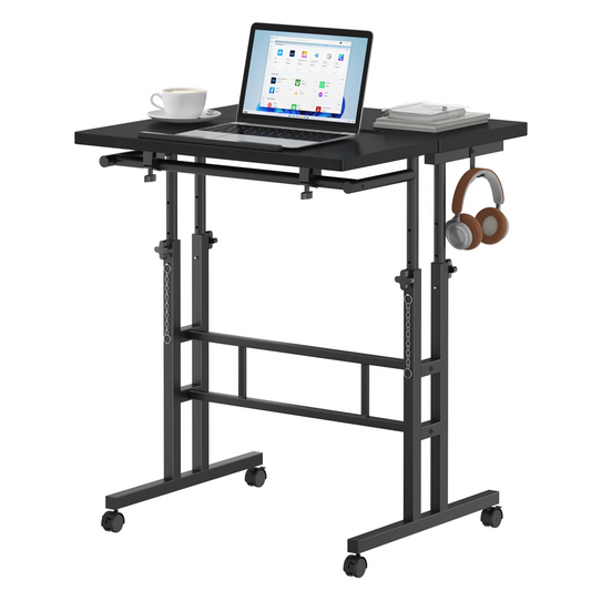 Separate-top Rotating Standing Desk, Manually Adjustable-height Wheeled Mobile Worktable, Sit-stand Dual-purpose Office Desk