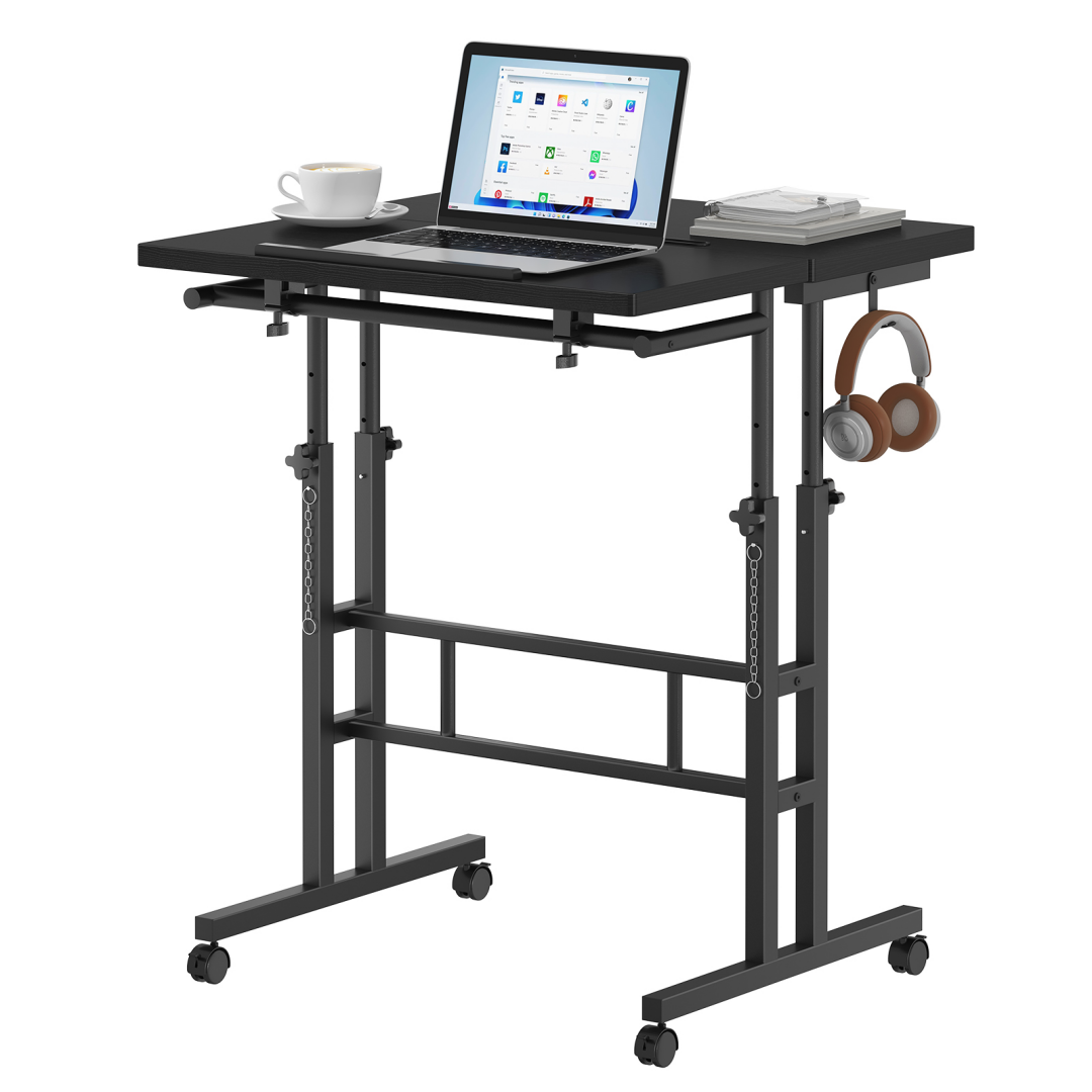 Separate-top Rotating Standing Desk, Manually Adjustable-height Wheeled Mobile Worktable, Sit-stand Dual-purpose Office Desk