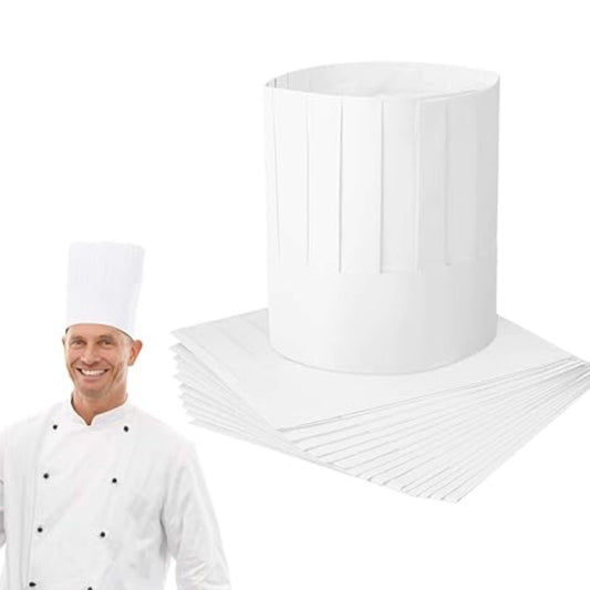 Hats: 20 White Paper Chef’s Hats, Paper Chef’s Hats, Adjustable White Chef’s Hats, Paper Chef’s Hats For Cooking And Baking, Restaurant Cooking Classes, Cafeteria Party Gifts