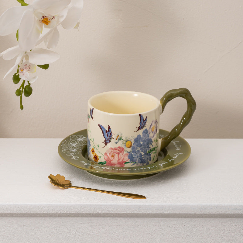 Butterfly Coffee Cup And Saucer Gift Set Ceramic Mug