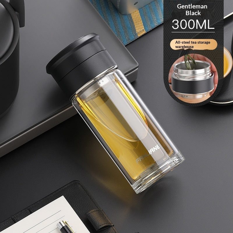 Chinese Character Simplificationcomplication Tea-water Separation Glass Cup Double-layer Teacup Pass