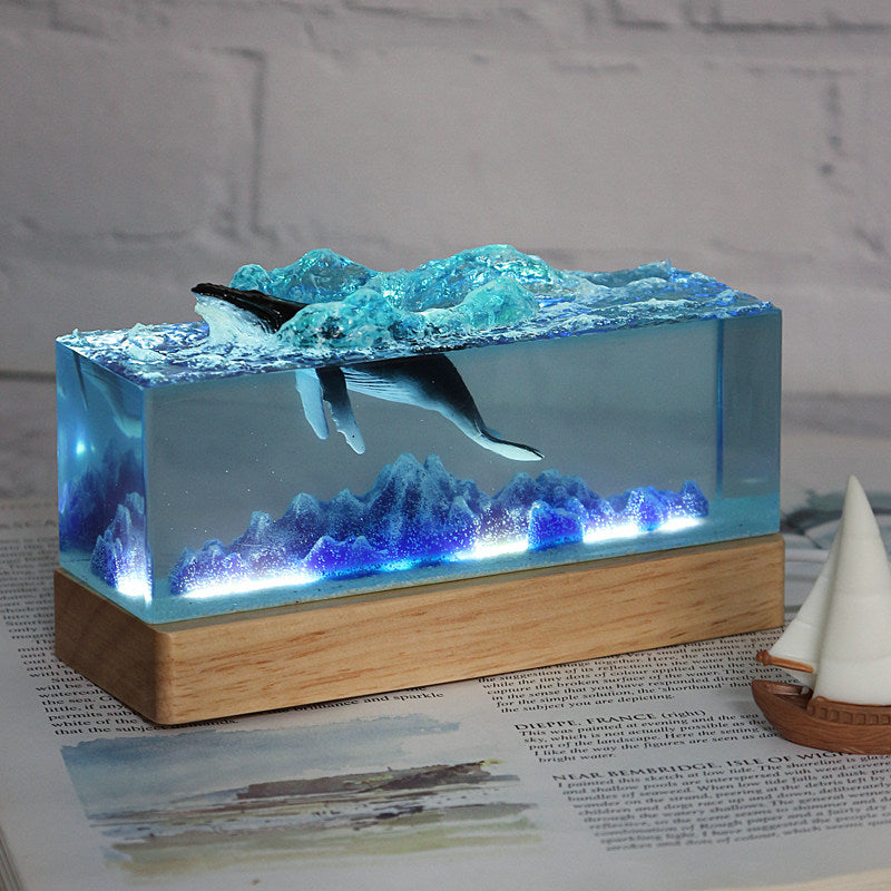 Whale USB Night Light Resin Desk Ornament