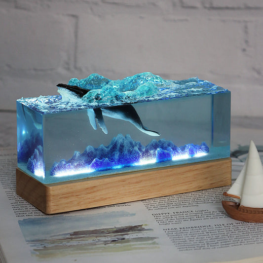 Whale USB Night Light Resin Desk Ornament