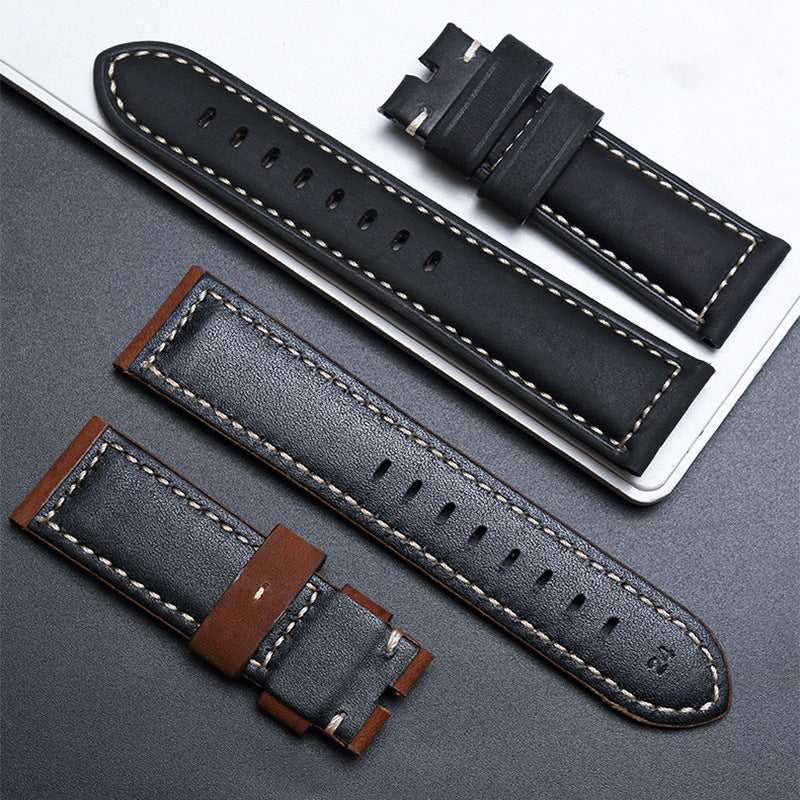 Best-selling In Stock Genuine Leather Strap Crazy Horse Frosted Oil Wax First Layer Cowhide Bamboo Pattern Sports Men Peina Watch Band