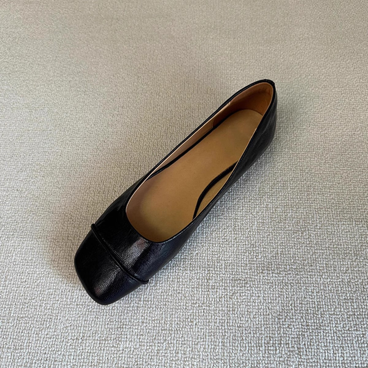 Retro Square-toe Leather Low-cut Office Pumps