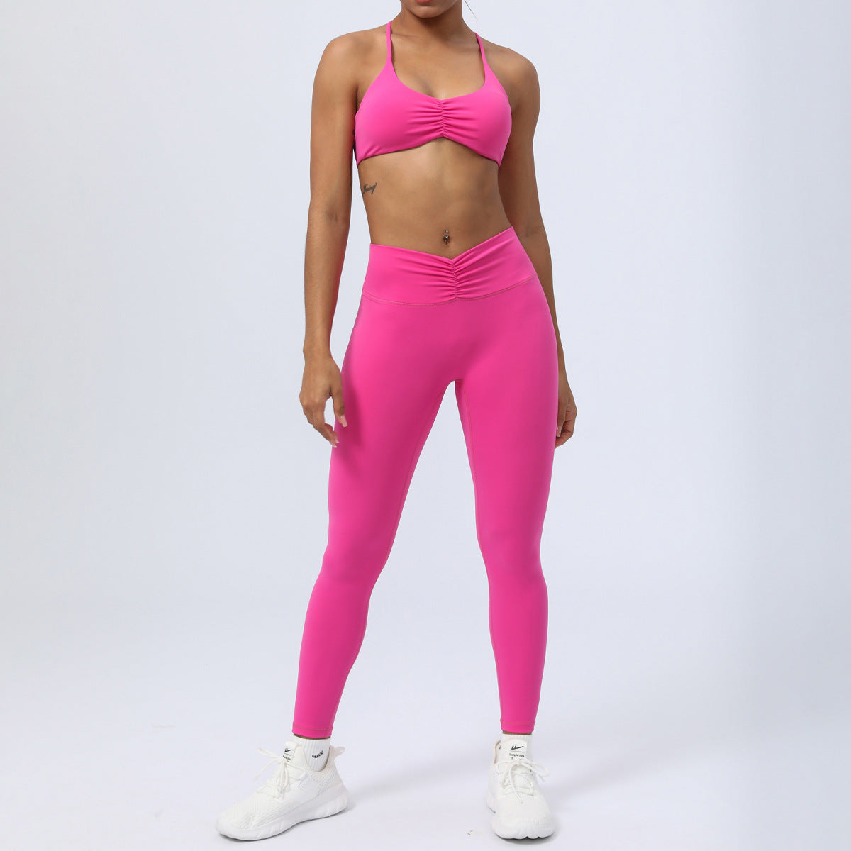Nude Feel Workout Clothes Suit Y-shaped Beauty Back Yoga Clothes With Chest Pad