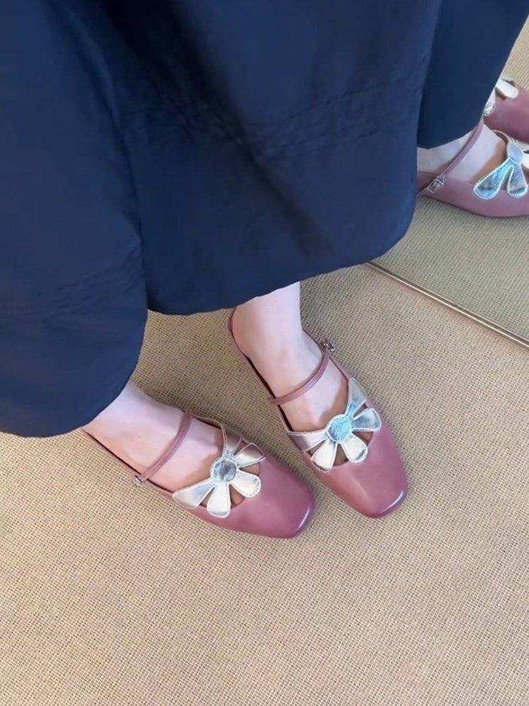Women's Summer Closed Toe Flat Mules, Slip-On Half Slippers For Outdoor Wear, Comfortable Vacation Casual Flat Shoes To Match Dresses
