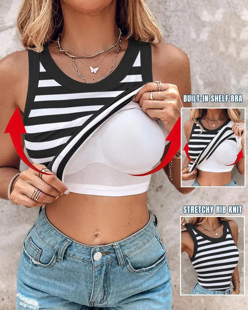 Best-selling European-style Summer Camisole With A Round Neckline And Built-in Bra