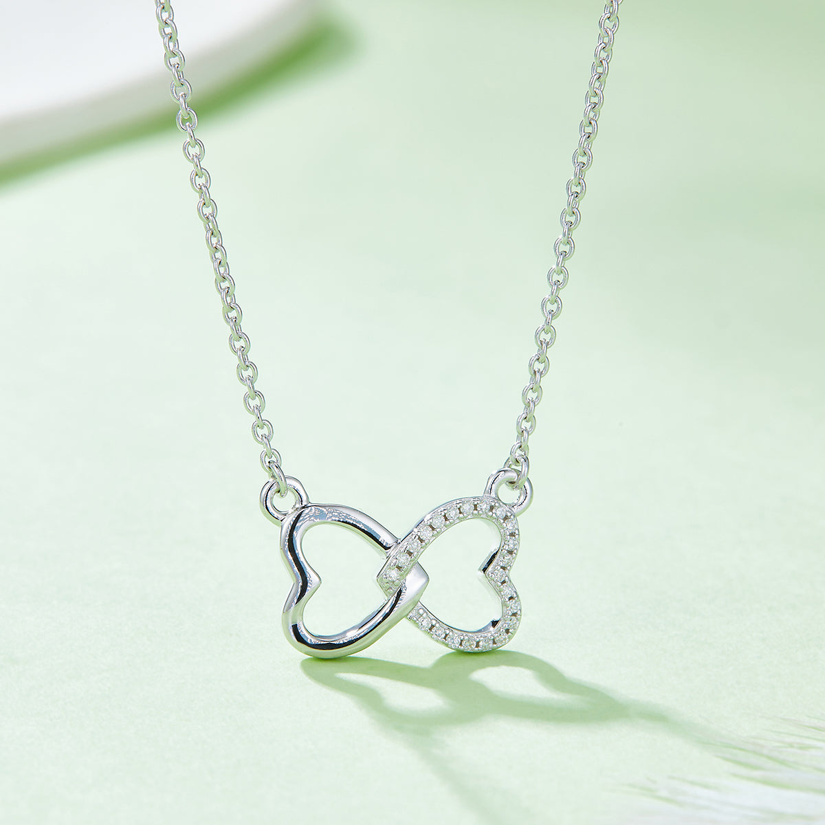 3g S925 Sterling Silver Infinity Heart Necklace 45cm  22 Stone Moissanite Pendant With GRA, Platinum Plated Romantic Jewelry Gift Box For Women
