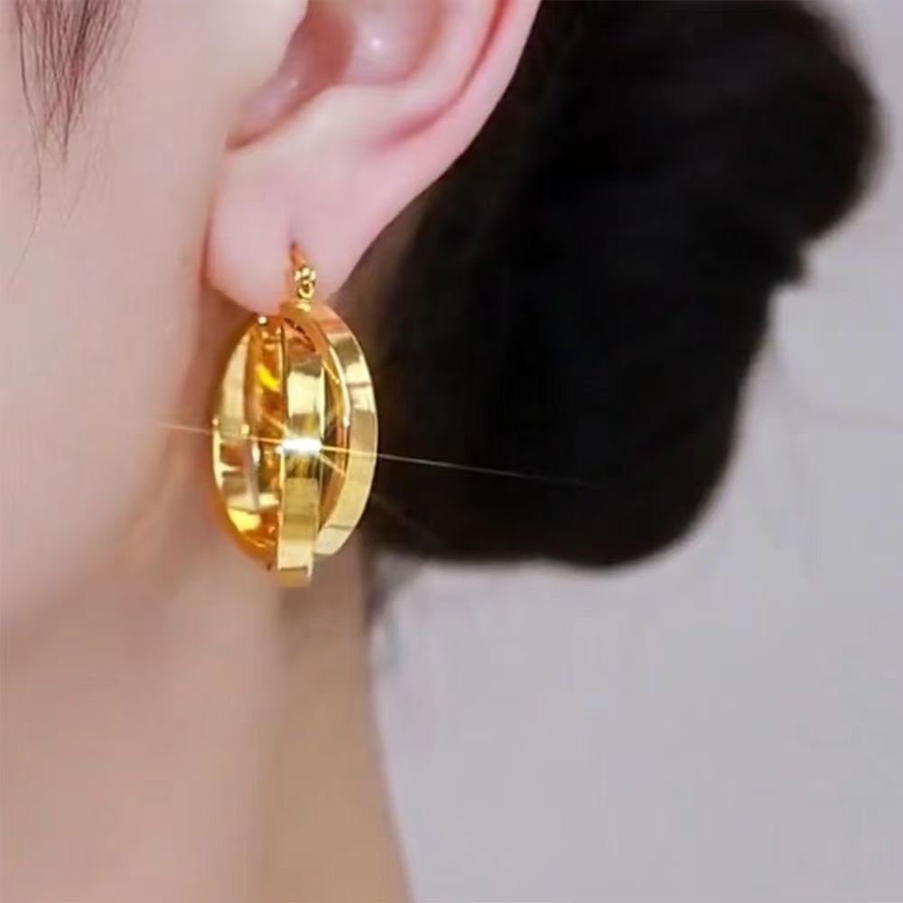 Vintage Hong Kong Style Metal Hoop Earrings Same Style As Sister-in-law From Knockout, Simple Fashion Snap Hoop Earrings, Versatile Stylish Jewelry Gift For Girlfriend
