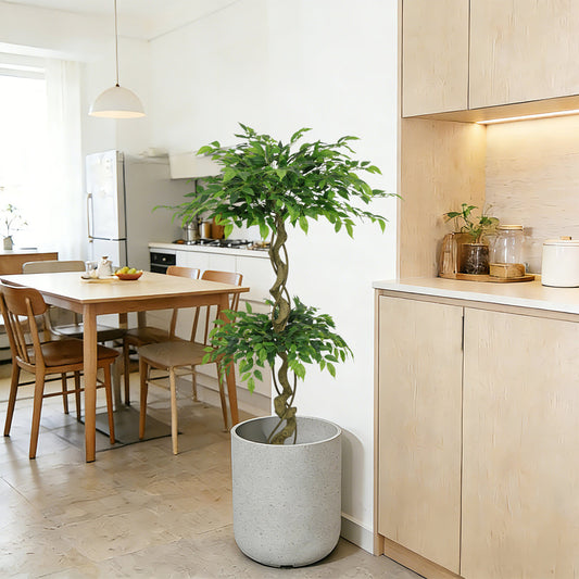 5.2FT Artificial Ficus Tree, Lifelike Faux Banyan Tree with Pot for Home, Office Patio Decor, 1pc/set