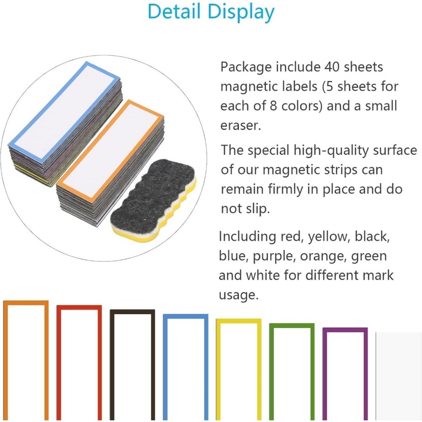 40pcs Blackboard Magnetic Label With 8 Colors Suitable For School Office Whiteboards And Refrigerator Boards