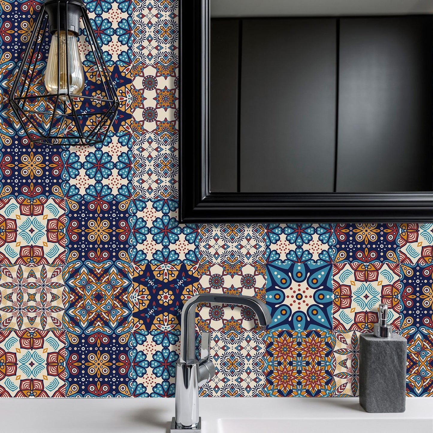 Kitchen Oil- And Water-Resistant Wall Stickers Imitating Tiles