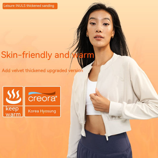 Thickened, Sanded Fabric Short Yoga Jacket