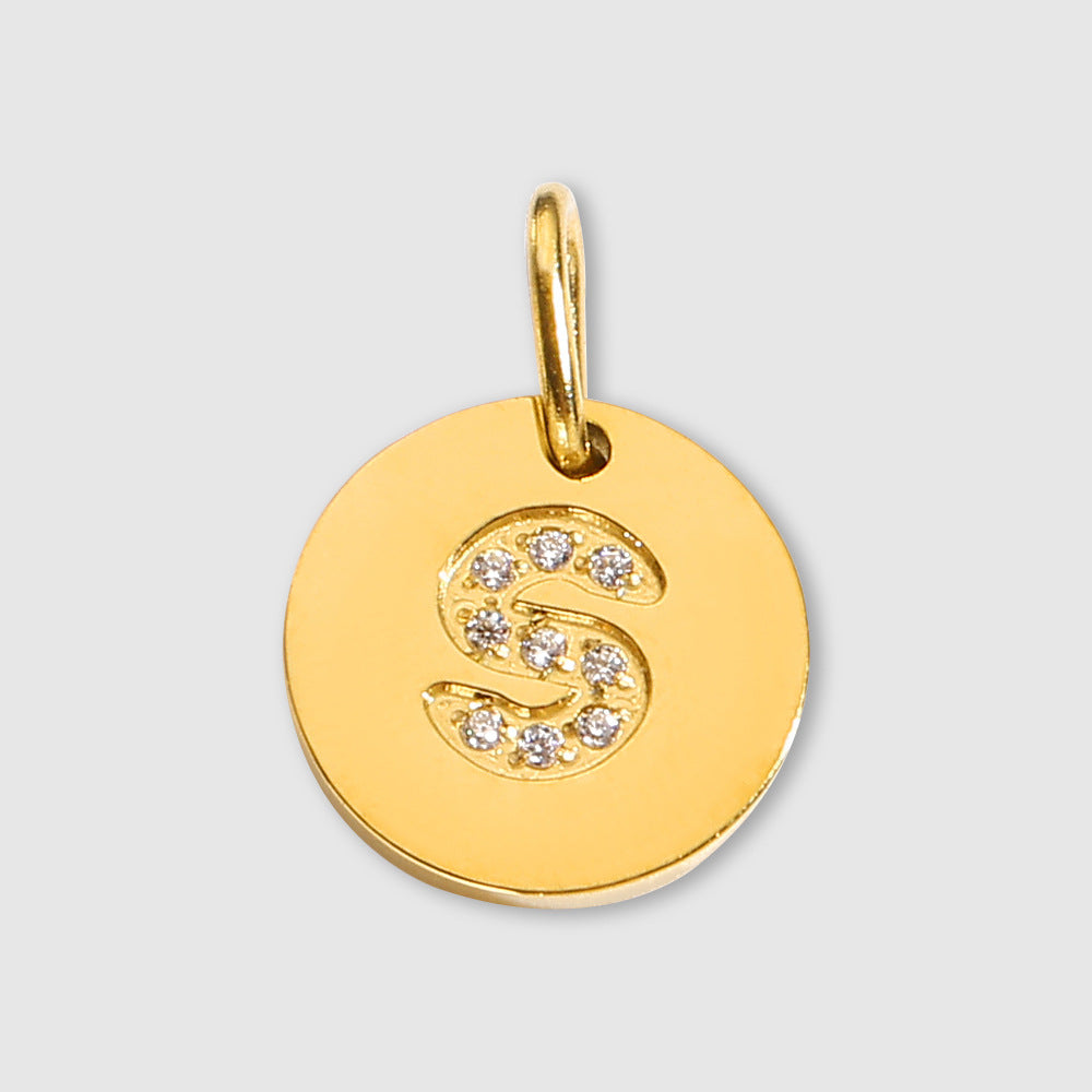 Diamond-Encrusted Jewelry Accessories Stainless Steel Letter Pendant