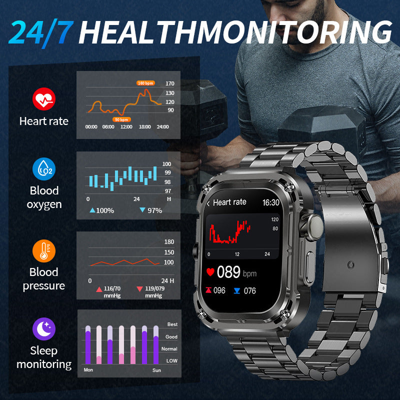 Multifunctional Large Screen Square Health Monitoring Outdoor Smart Watch