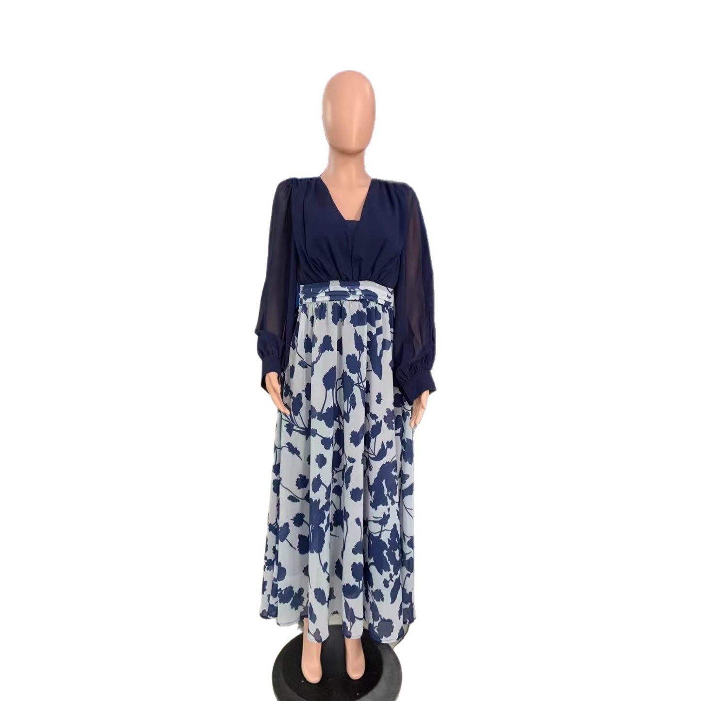 Womens Fashion Slim-fit Casual Flared Print Dress
