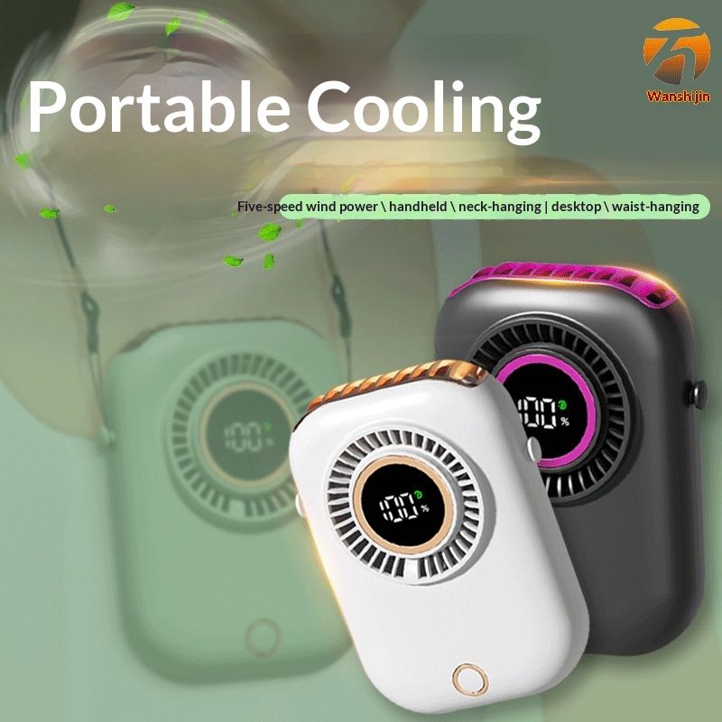 Smart Seven-Color Ambient Light Neck-Mounted Portable Fan