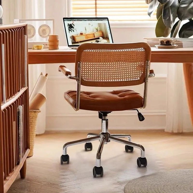 Retro-style Home Office Computer Chair Made From Imitation Rattan