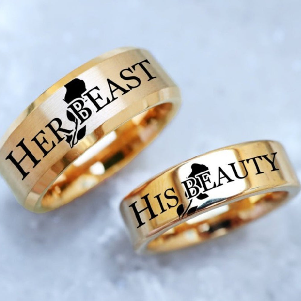Beauty And Beast Couple Ring Titanium Steel