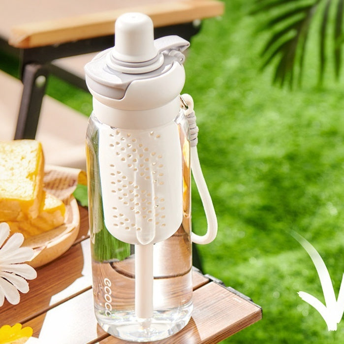 Portable Dual-use Straw Cup With Tea Compartment