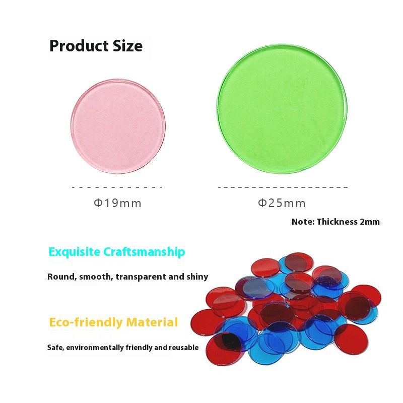Plastic Chip Pieces Transparent Color Wafer Game Coins Counting Coin Children's Points Coin Toys